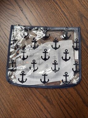 Bogg Clear Anchor Print Navy Trim Accessories Pouch NWOT
